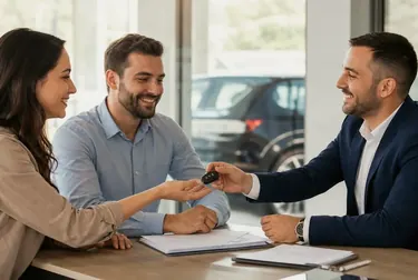 Profissional organizando a documentação necessária para a transferência de veículo.